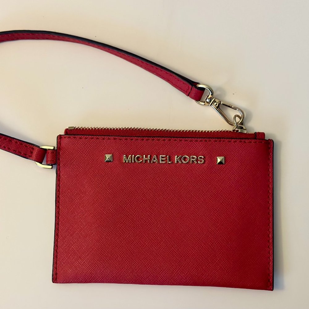 MICHAEL KORS Karla Red Leather Small Wristlet - Never Used!!